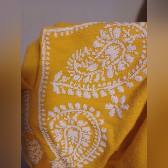 TOMMY HILFIGER Women's Sunflower Cotton Caftan Split-Neck T-Shirt Small NWT - Picture 4 of 10